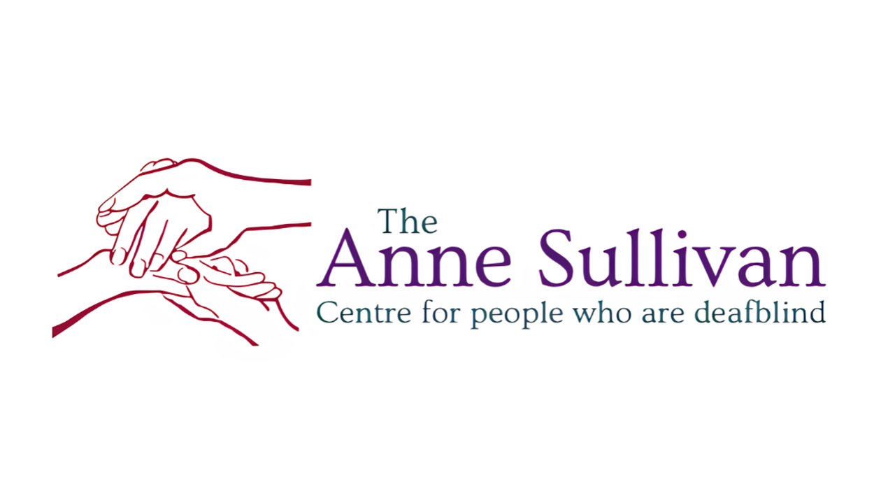 Logo for The Anne Sullivan Centre for people who are deafblind, featuring an illustration of hands in communication.